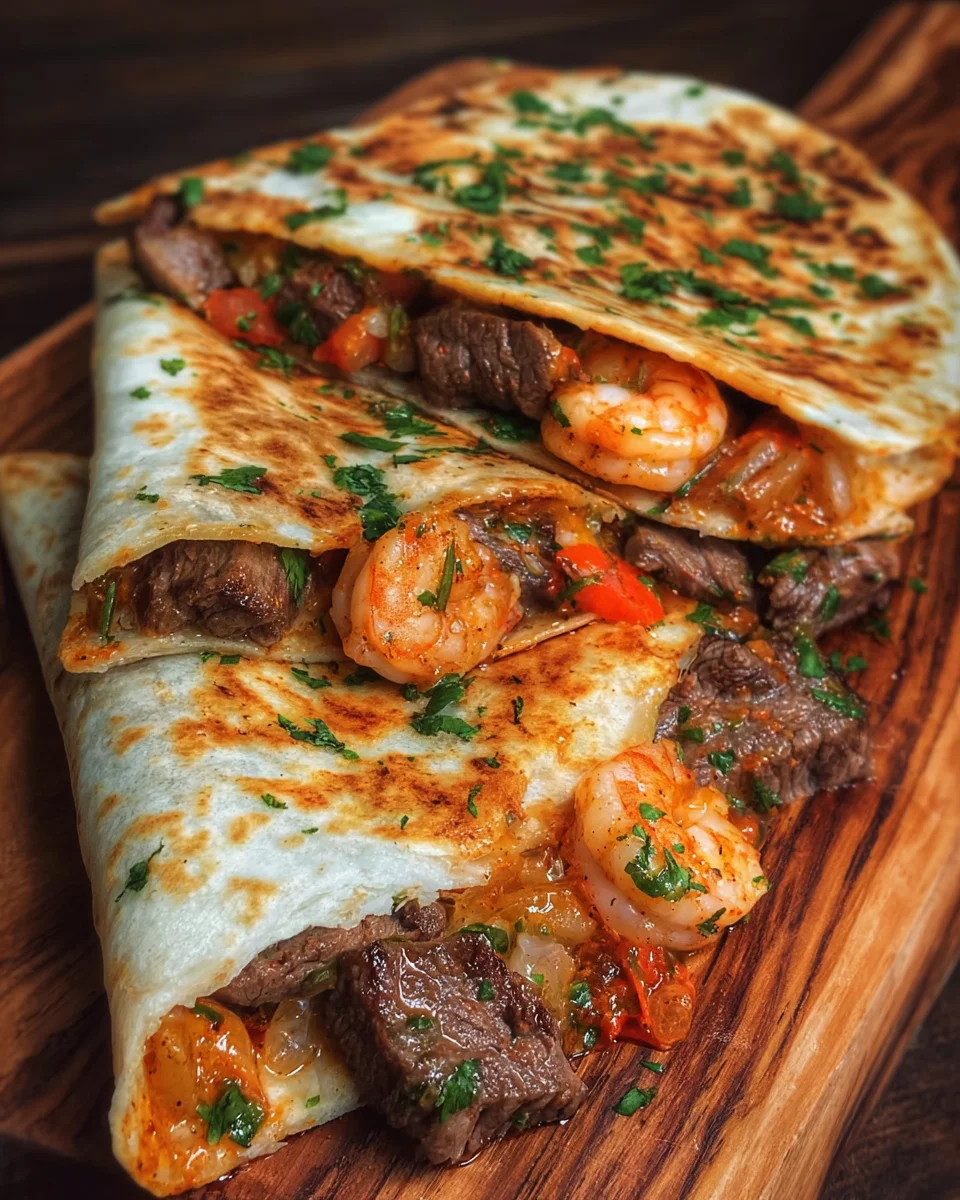 Creole Steak and Shrimp Quesadillas