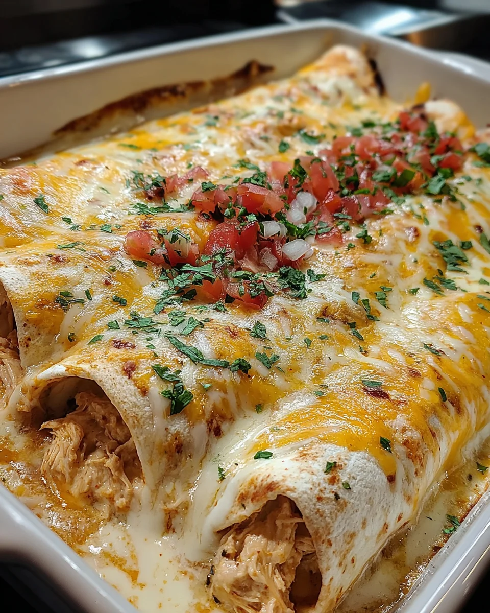 Queso Chicken Enchiladas Bake