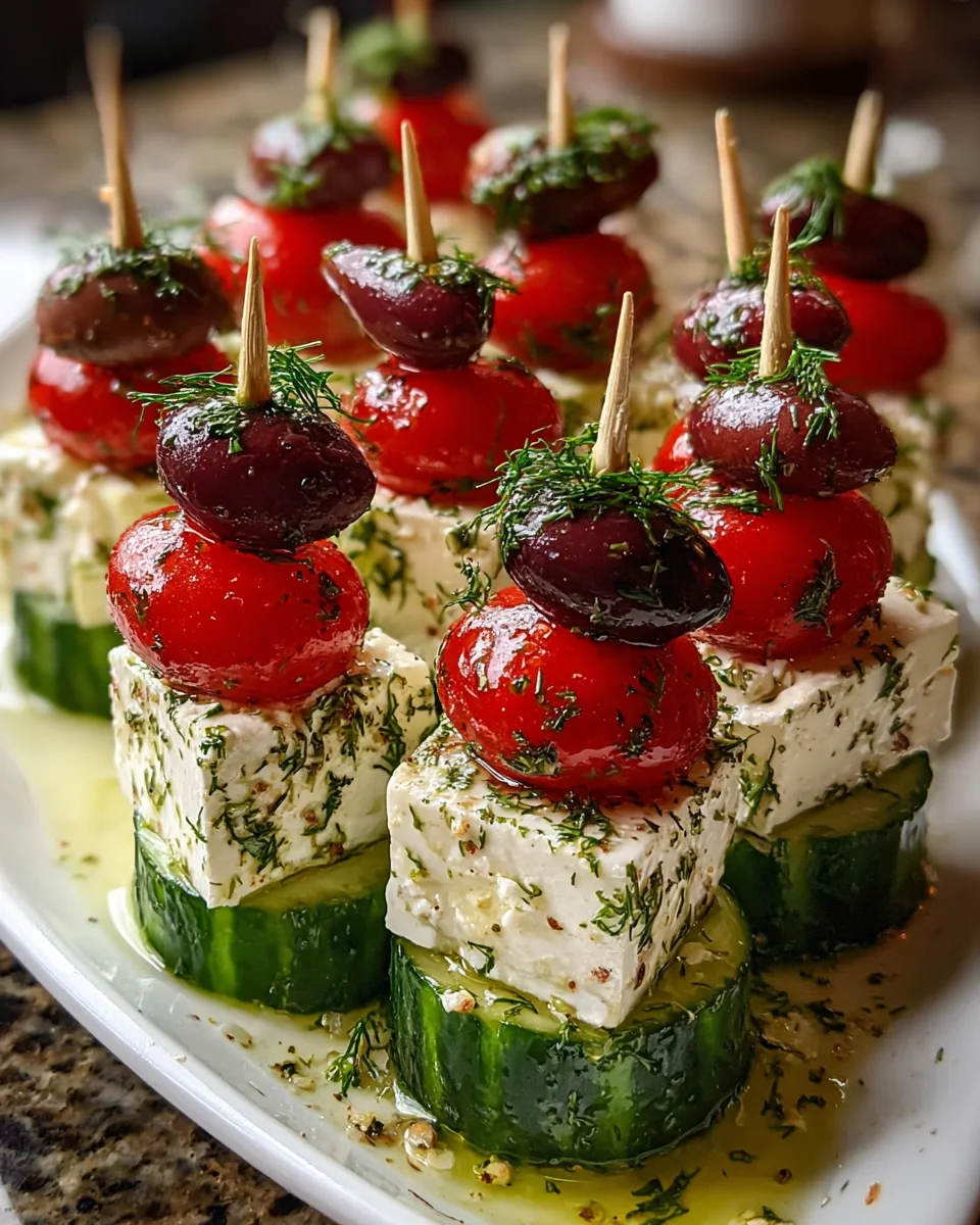 Greek Feta & Cucumber Bite Skewers