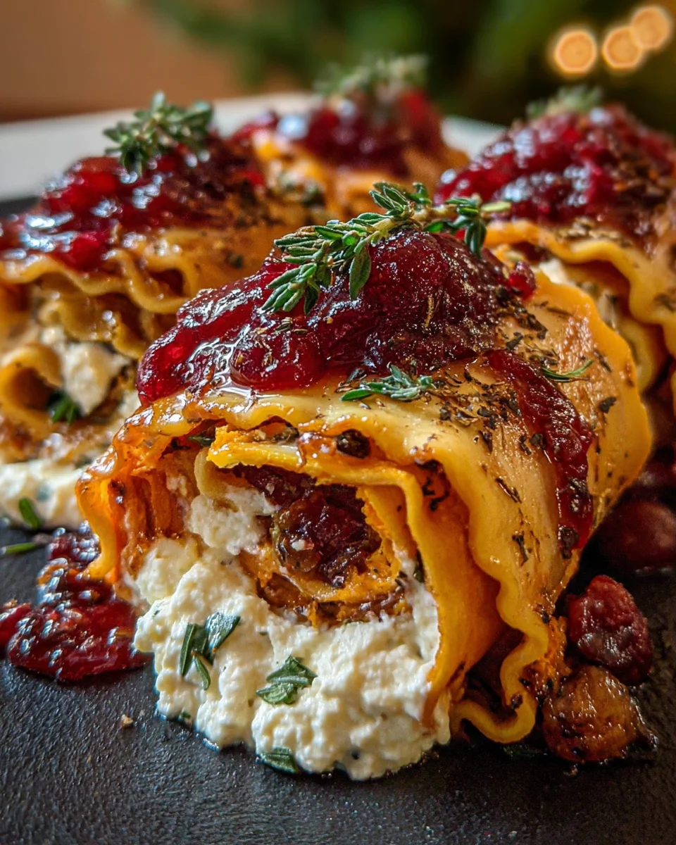 Cinnamon Roasted Sweet Potato & Cranberry Lasagna Rolls