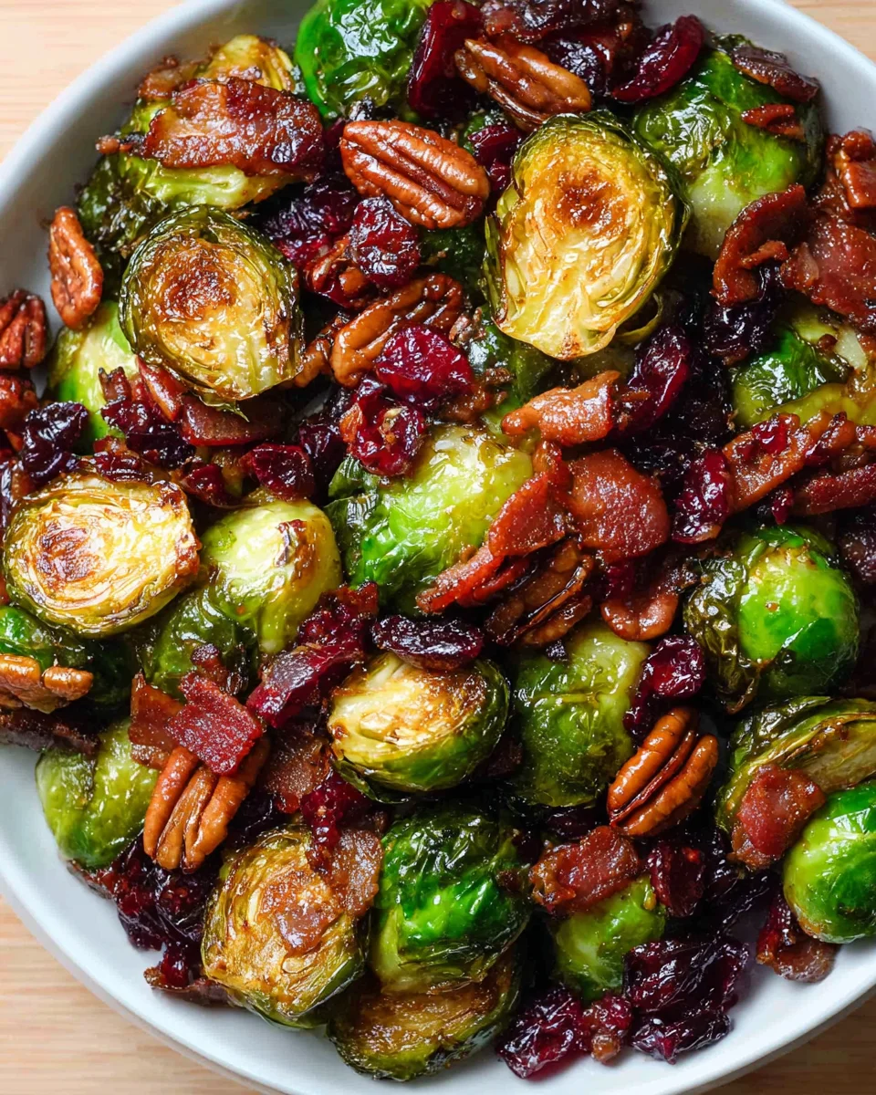 Brussels Sprouts with Bacon, Pecans, and Cranberries