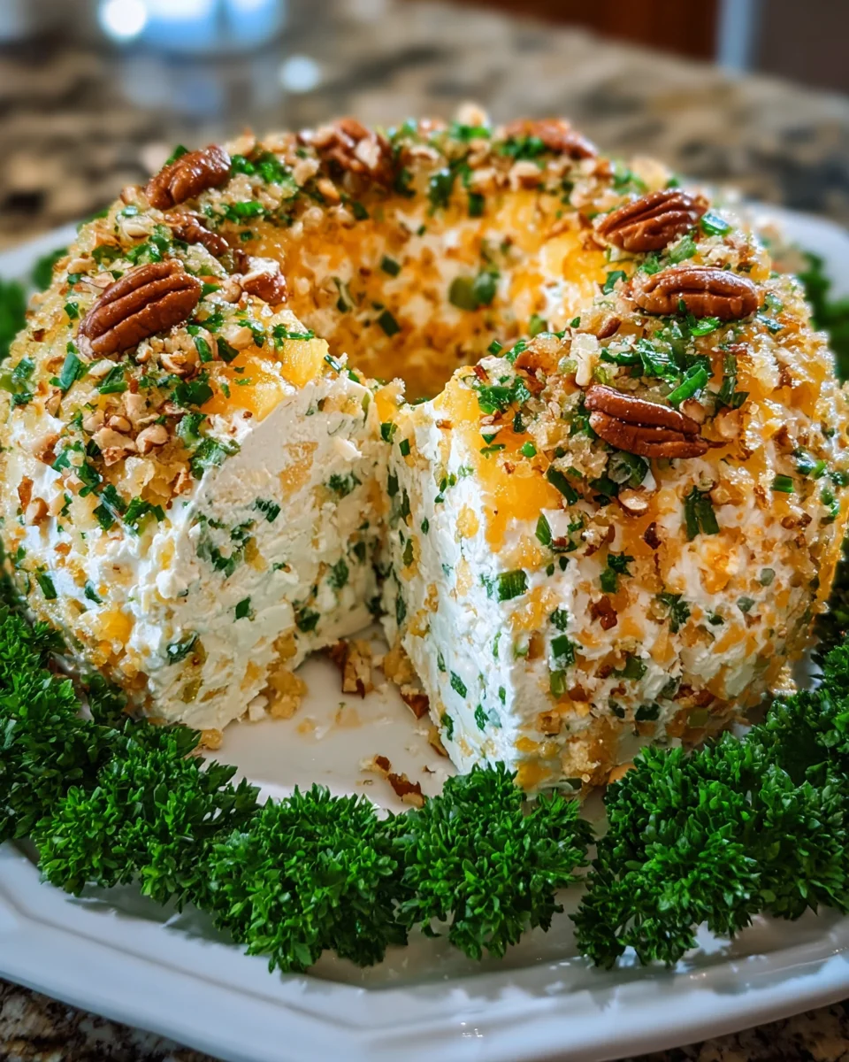 Pineapple & Green Onion Cheese Ball Wreath