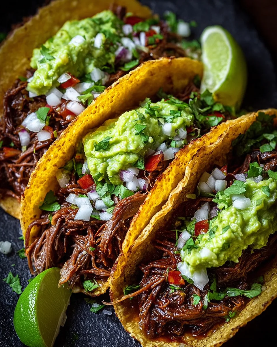 Viral Crispy Shredded Beef Tacos with Guacamole