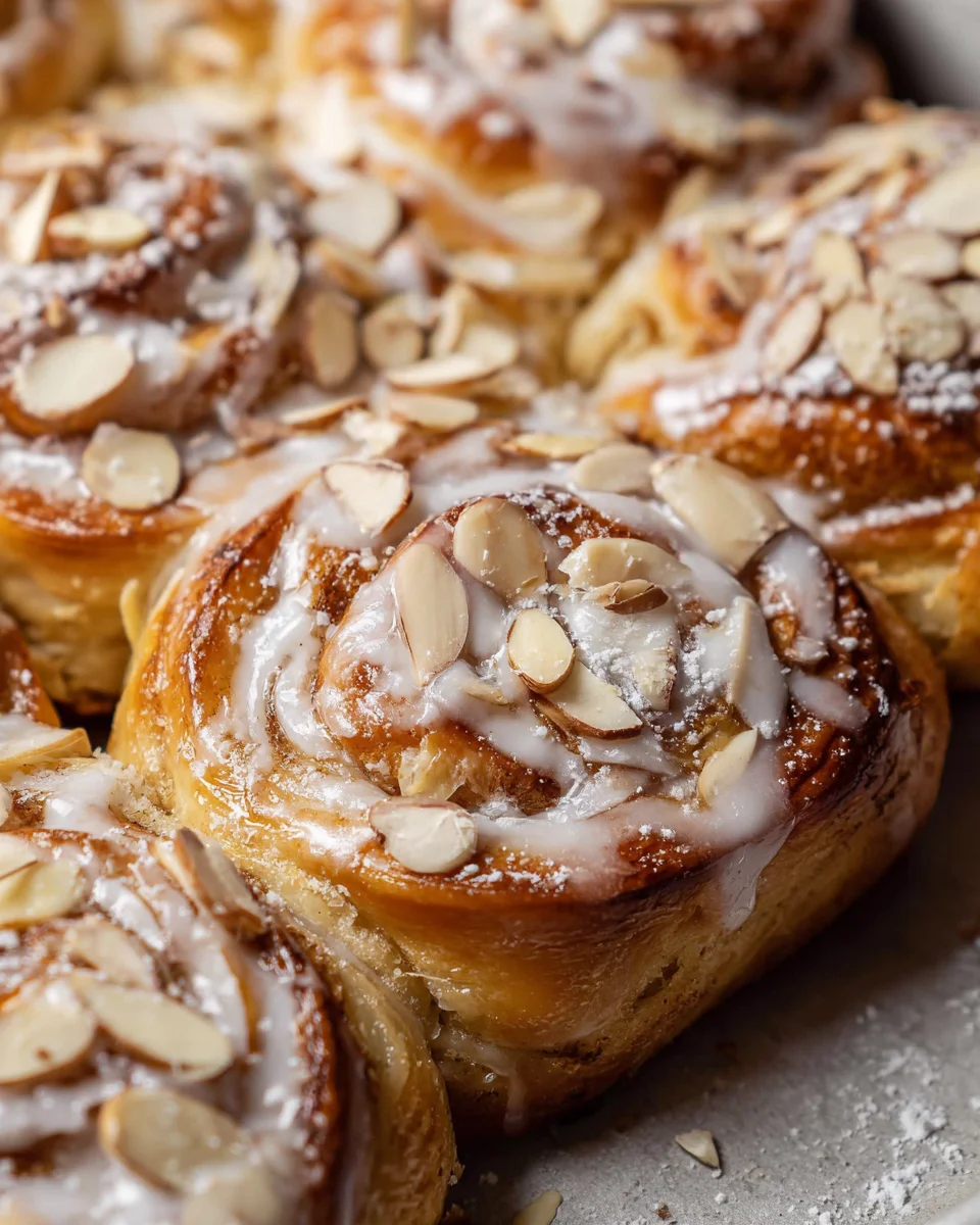 Gooey Almond Croissant Cinnamon Rolls