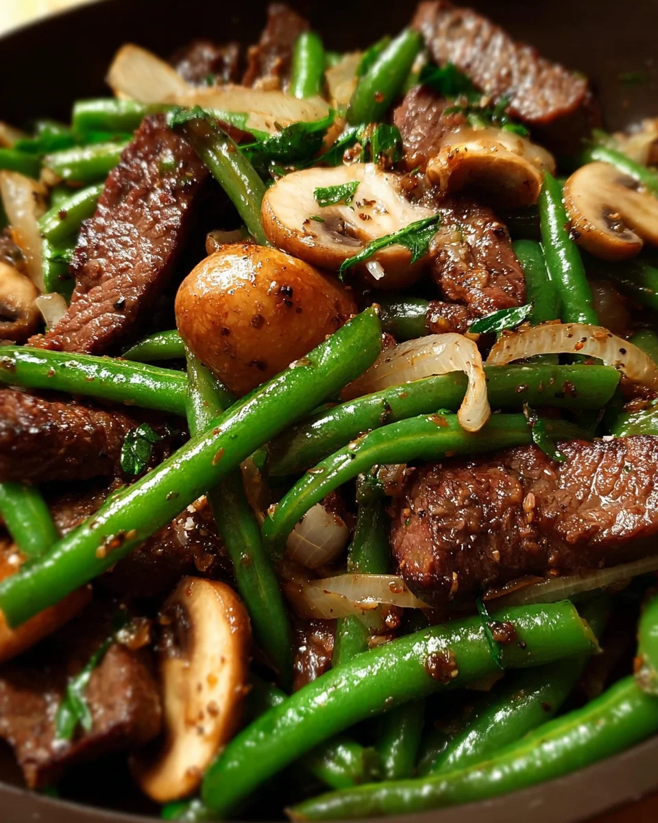 Black Pepper Beef, Mushroom & Green Bean Stir-Fry