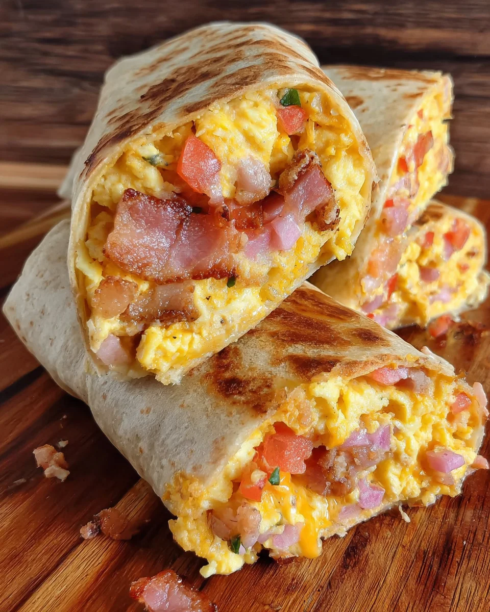 Fluffy Bacon & Egg Breakfast Burritos
