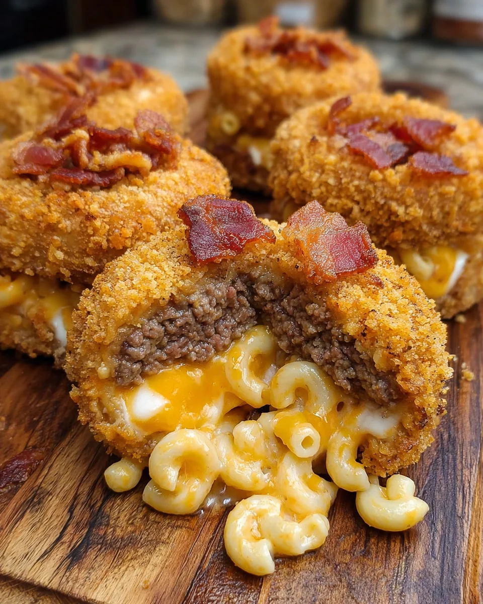 Cheesy Bacon Mac Burger Stuffed Onion Rings