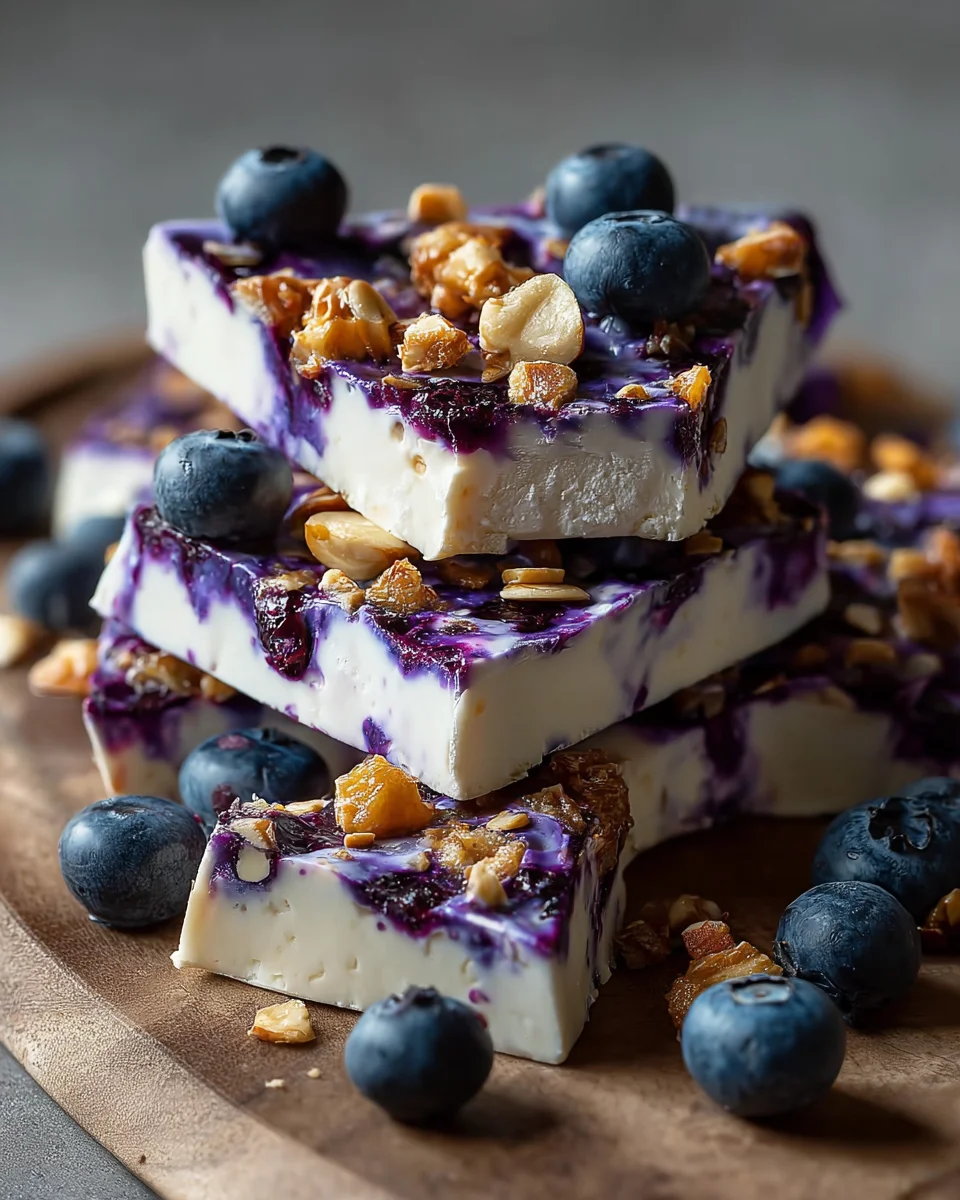 Blueberry Frozen Cottage Cheese Bark