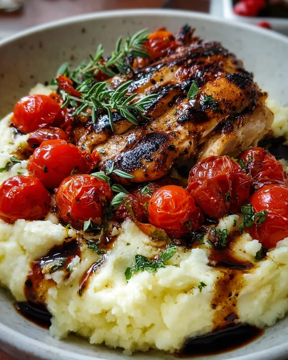 Balsamic Grilled Chicken with Herbed Mashed Potatoes