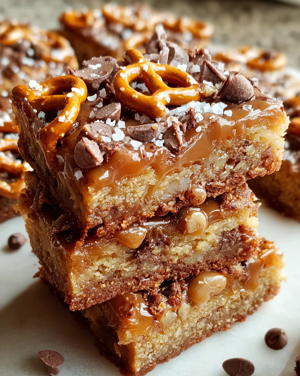 Salted Caramel Pretzel Blondies