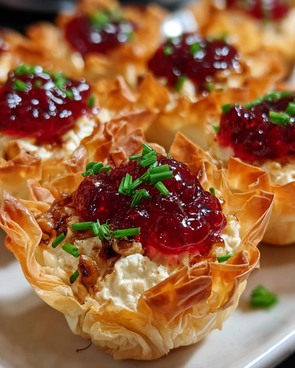 Cranberry Pepper Jelly Cream Cheese Phyllo Cups