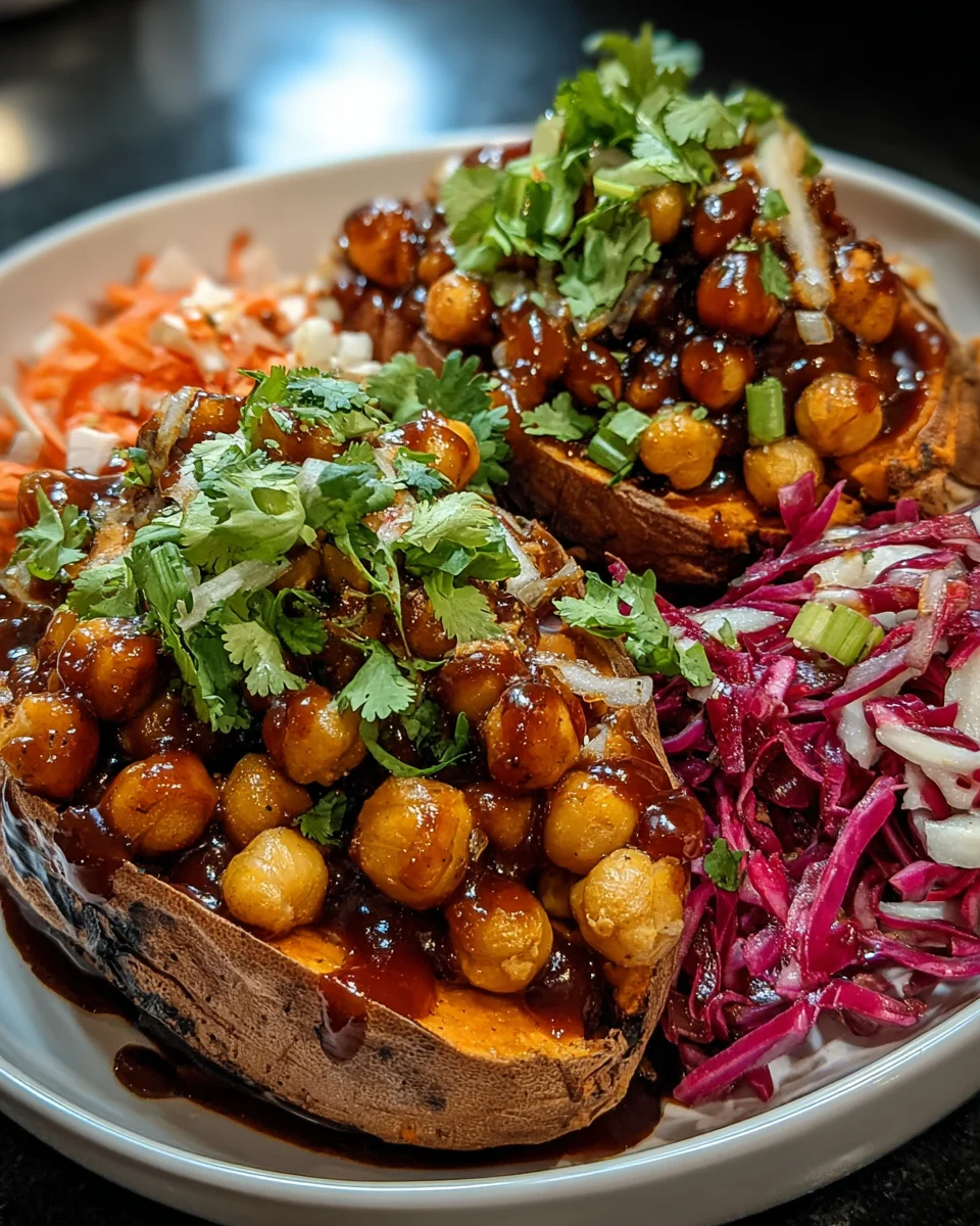Vegan BBQ Chickpea Sweet Potatoes