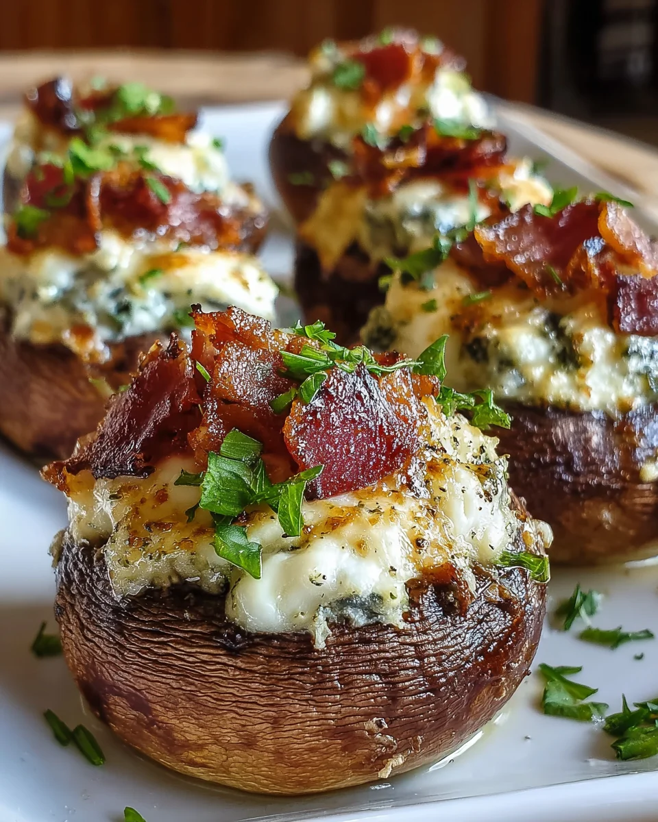 Keto Bacon Cheese Mushrooms
