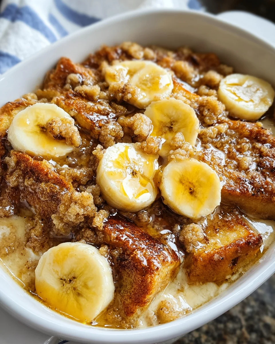 Overnight Baked Banana French Toast Casserole