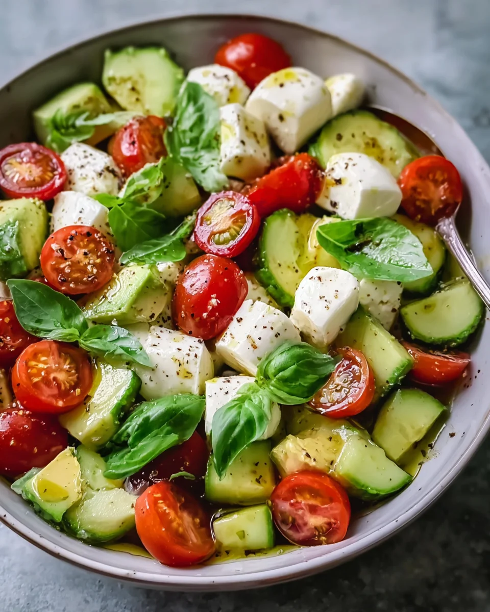 Cucumber Mozzarella Salad with Avocado