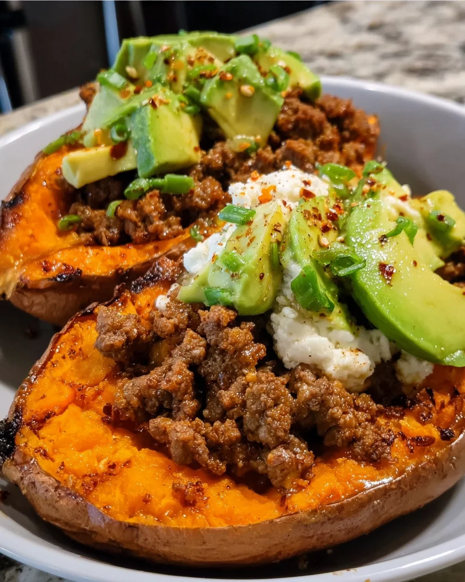 Hot Honey Beef & Sweet Potato Boats