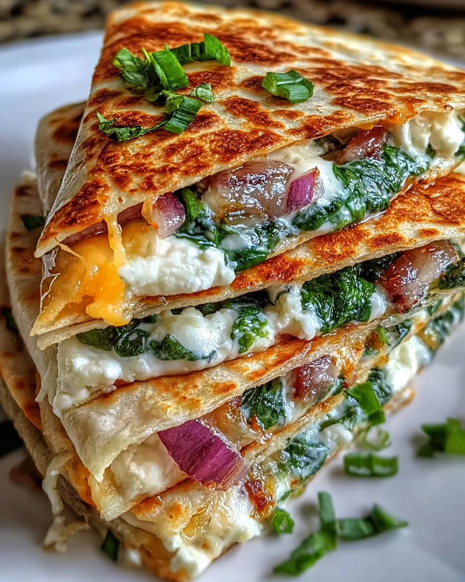 Mediterranean Quesadillas with Spinach Feta