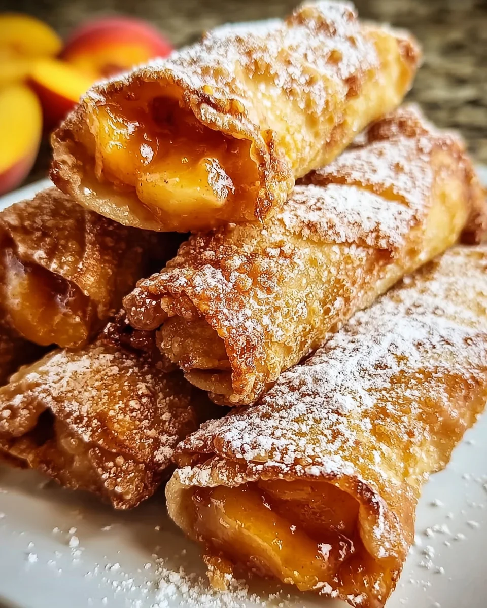 Crispy Peach Cobbler Egg Rolls