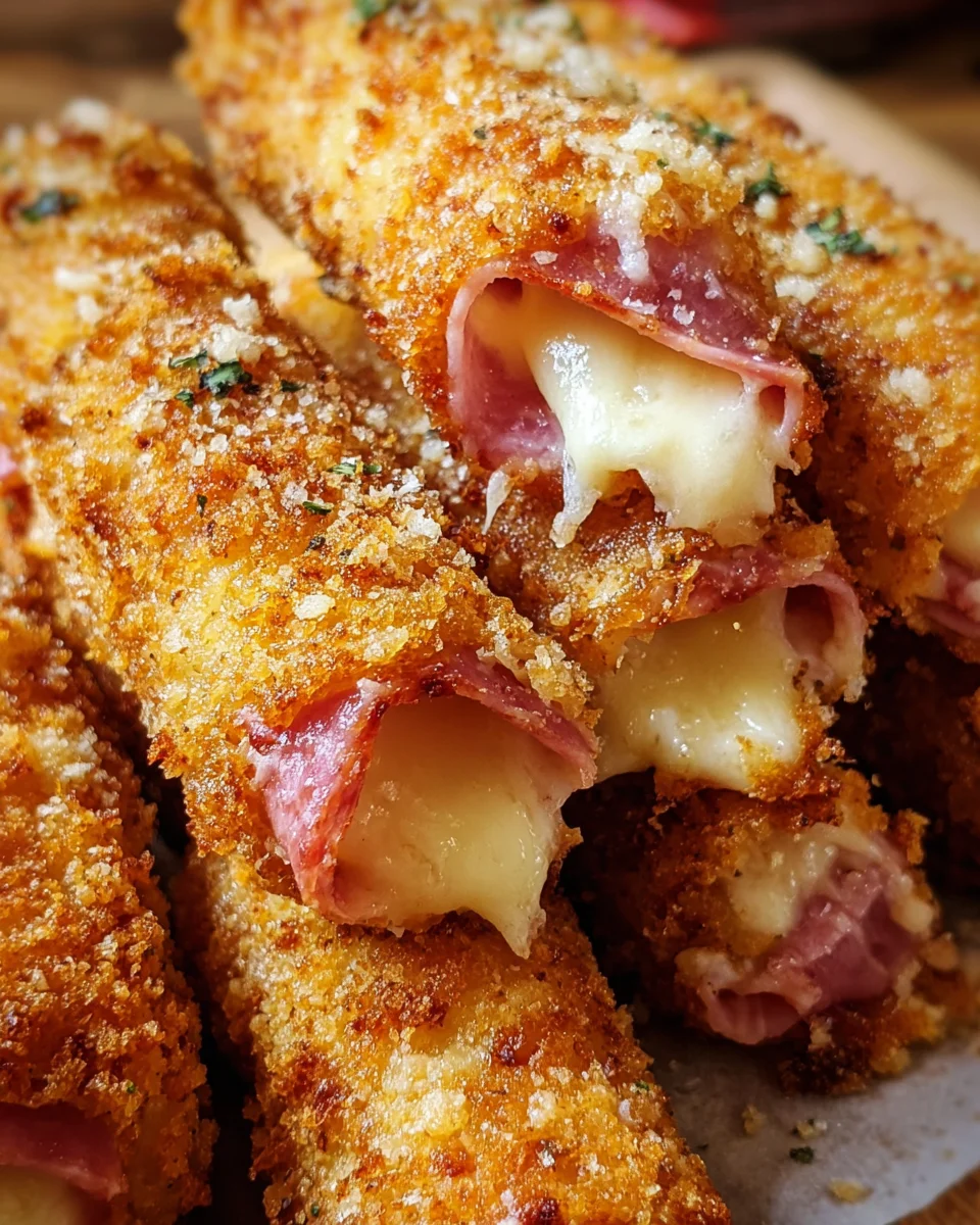 Baked Ham & Cheese Mozzarella Sticks