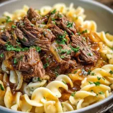 Crockpot French Onion Pot Roast Pasta