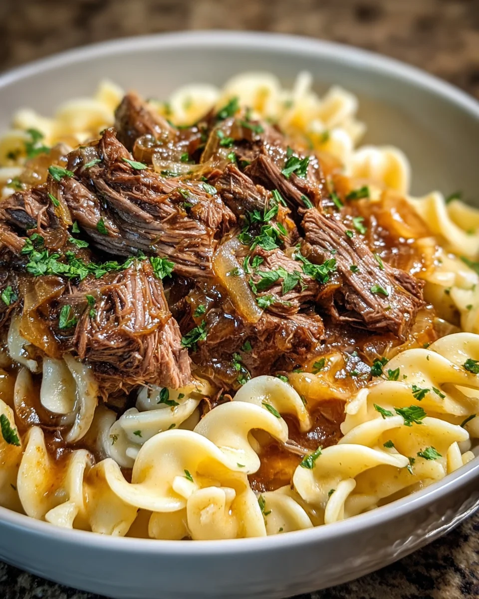 Crockpot French Onion Pot Roast Pasta