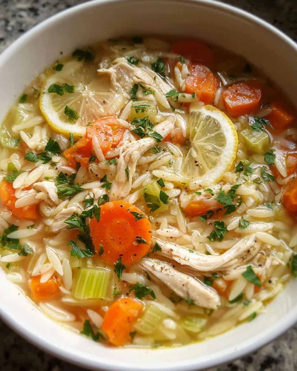 Lemon Chicken Orzo Soup