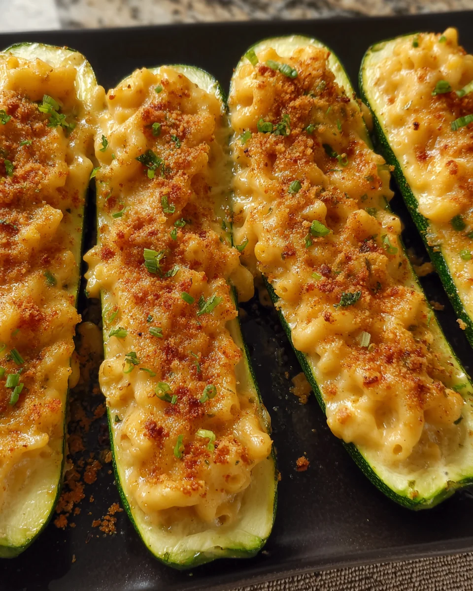 Mac & Cheese Stuffed Zucchini