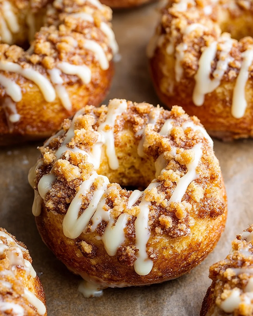 Baked Coffee Cake Donuts with Vanilla Glaze