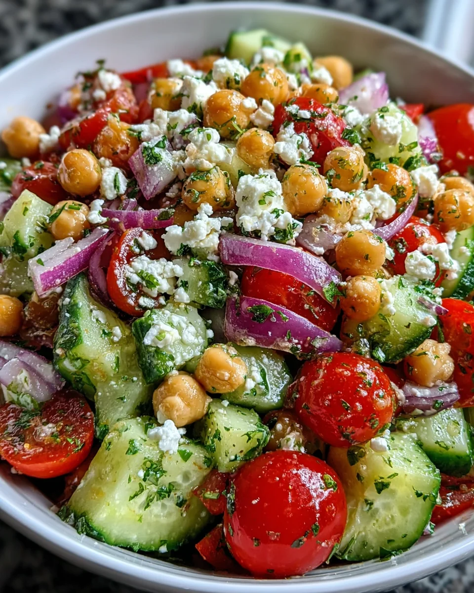 Mediterranean Chickpea Salad Cucumber Feta
