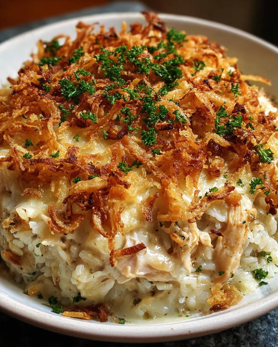 French Onion Chicken Rice Bake