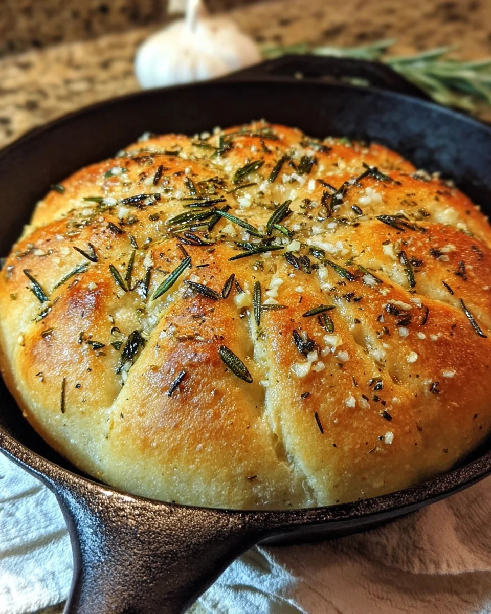 Rustic Garlic Rosemary Skillet Bread