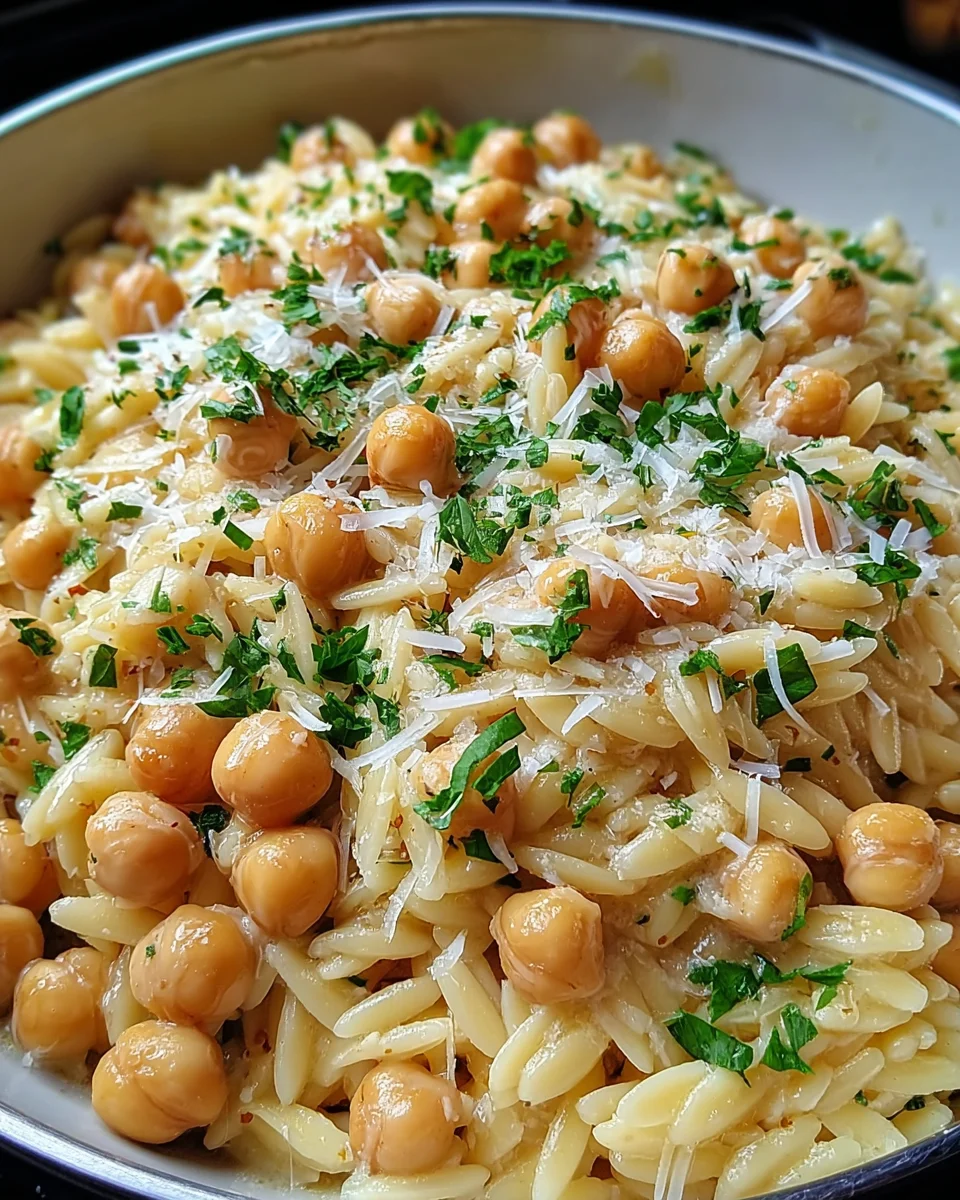 Creamy Lemon Ricotta Orzo with Chickpeas