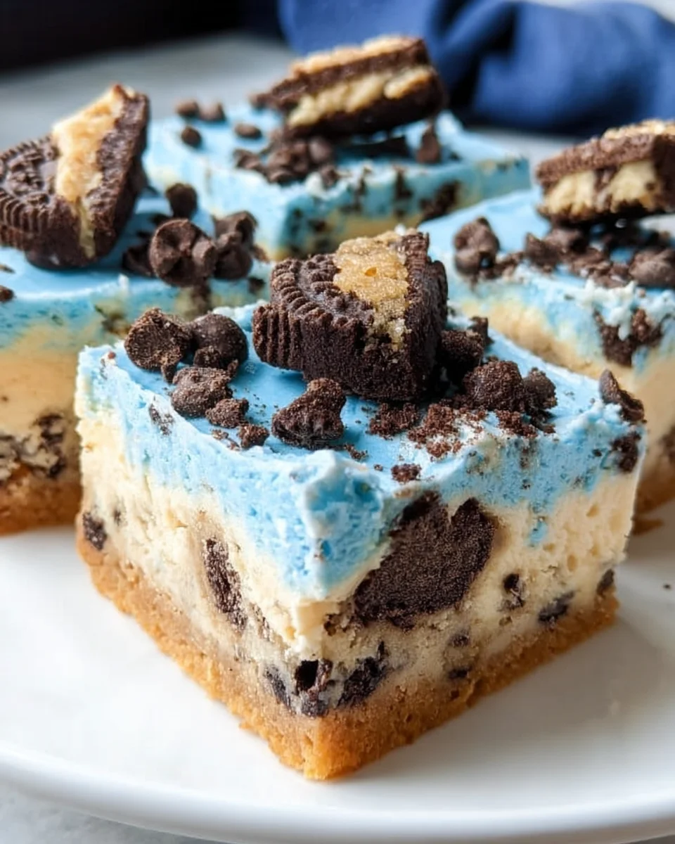 Cookie Monster Cheesecake Bars