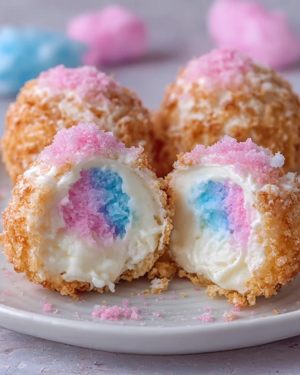 Crispy Cotton Candy Cheesecake Bombs