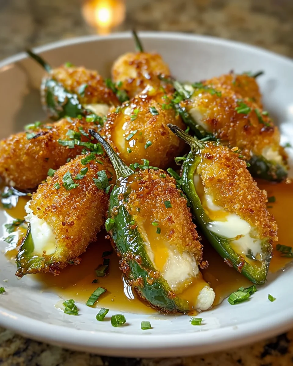 Fried Jalapeños with Brie and Honey Drizzle