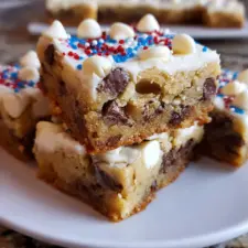 Red White and Blue Chocolate Chip Cookie Bars