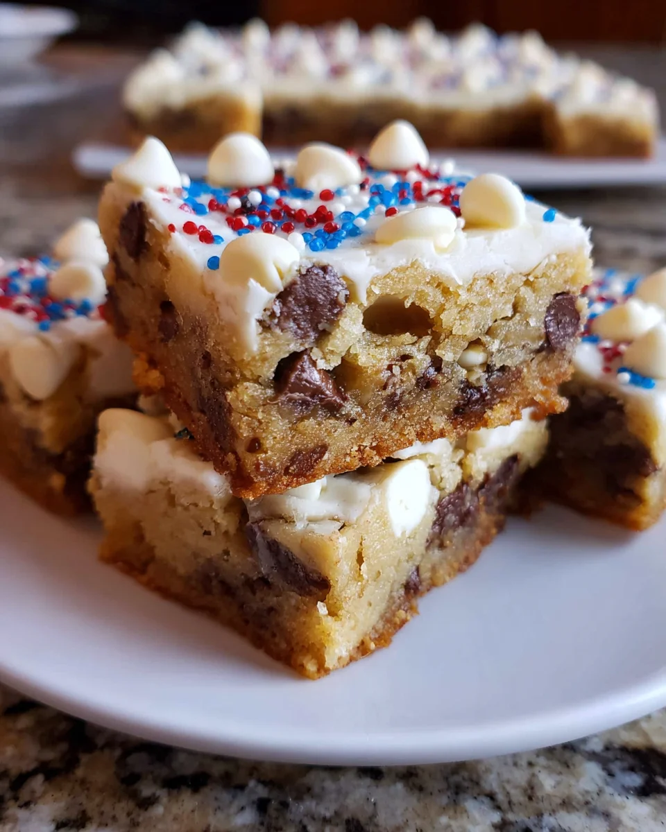 Red White and Blue Chocolate Chip Cookie Bars