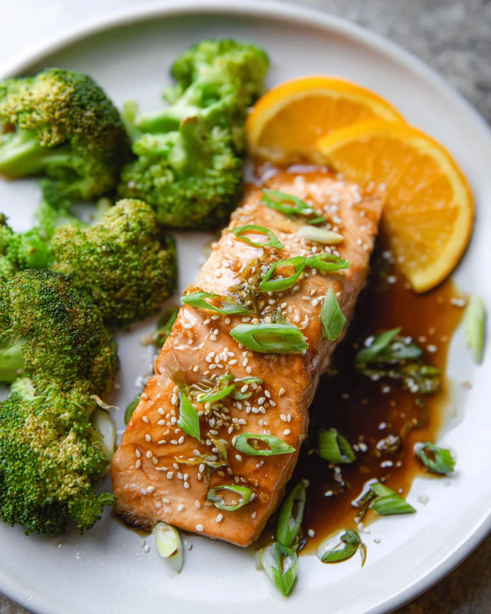 Sheet Pan Orange Ginger Salmon with Broccoli